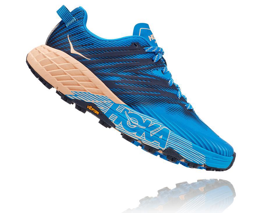 Trail Shoes Womens - Hoka One One Speedgoat 4 - Blue - SELYBRI-90